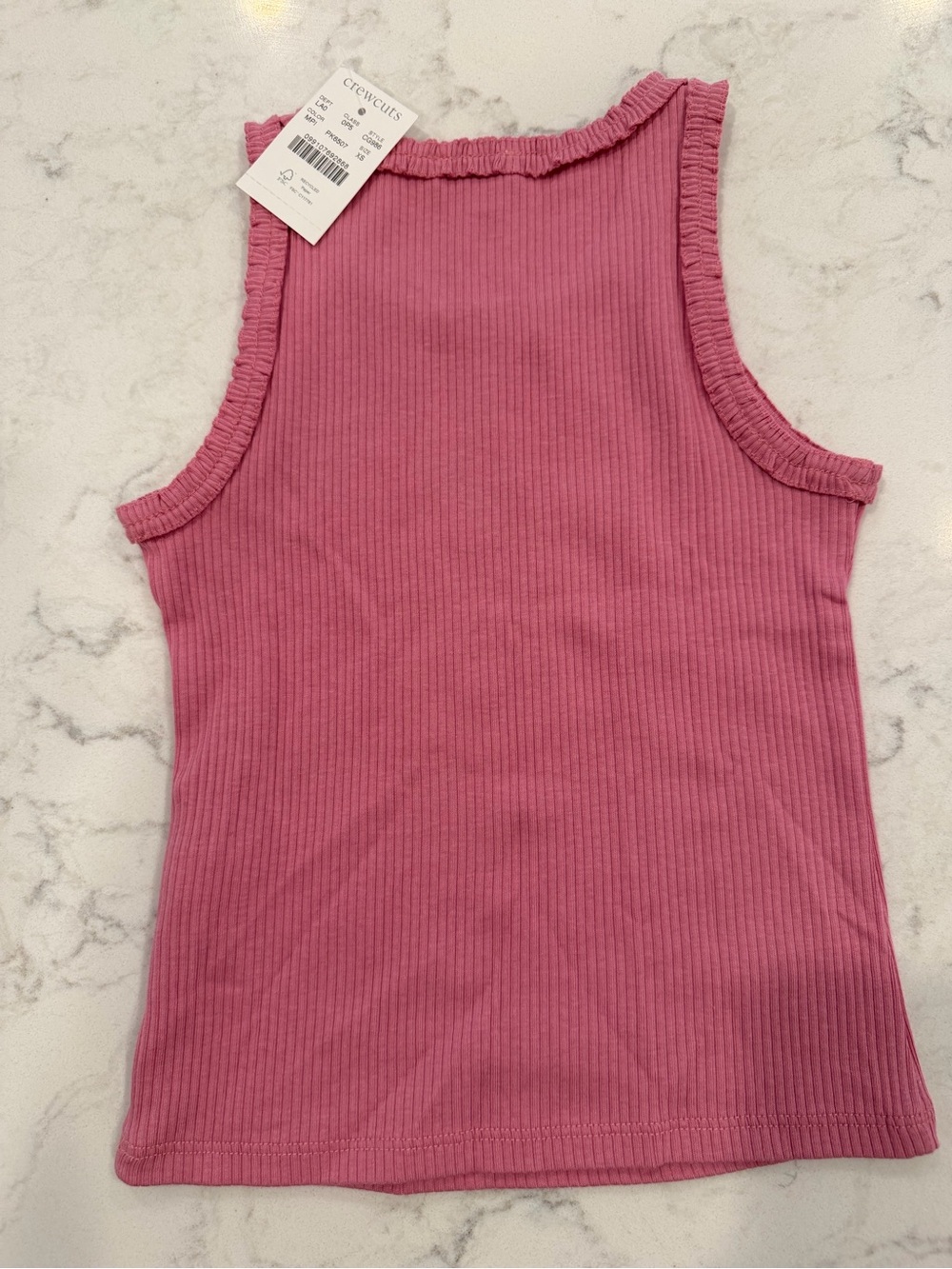 Crewcuts Pink Ribbed Tank Top with Ruffle Trim - Picture 2 of 3